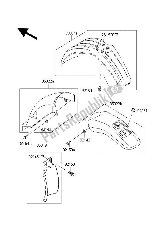 Alle onderdelen voor de Spatborden van de Kawasaki KLX 650R 1995