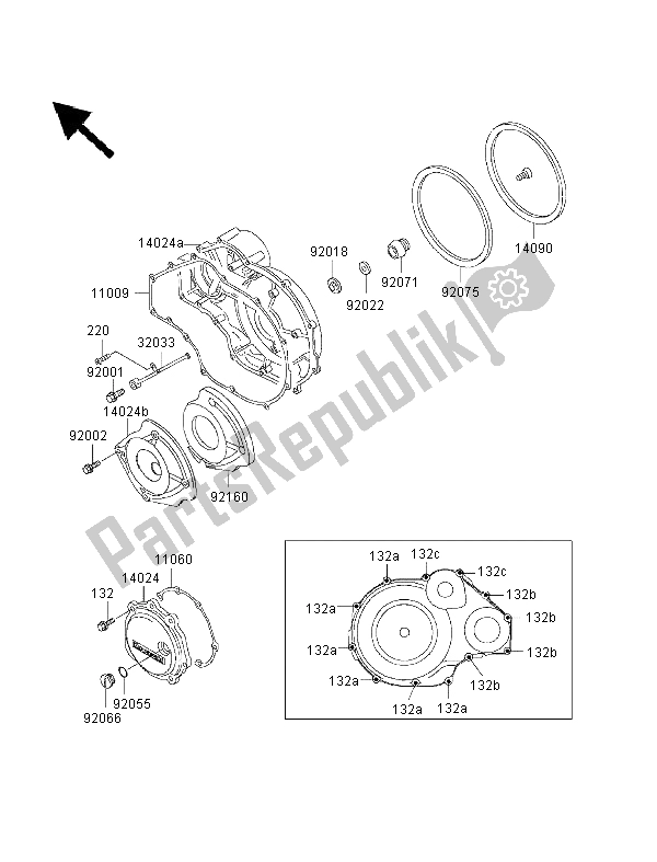 Tutte le parti per il Coperchio Del Motore del Kawasaki 1000 GTR 1999