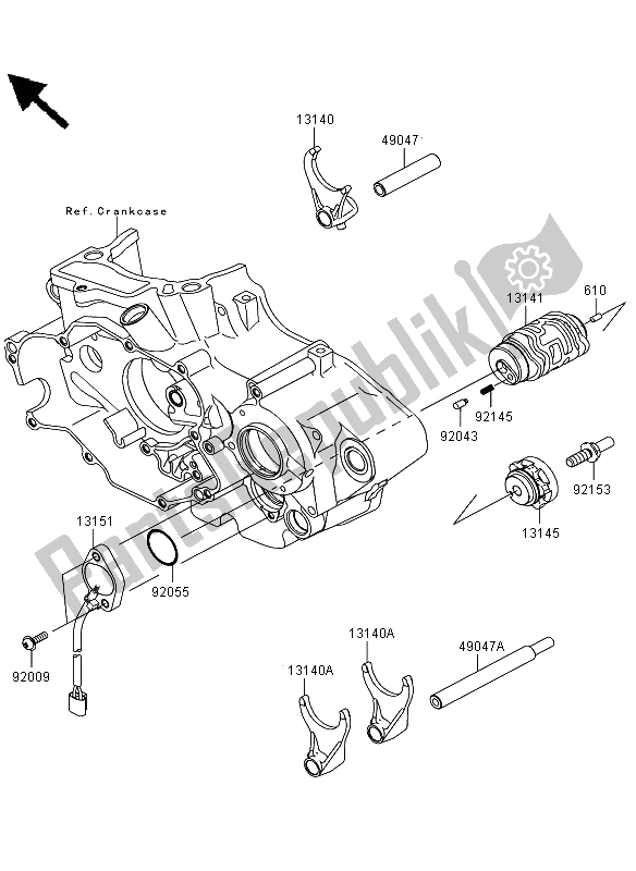 Todas las partes para Cambio De Marcha Tambor Y Cambio Tenedor de Kawasaki KLX 450R 2012