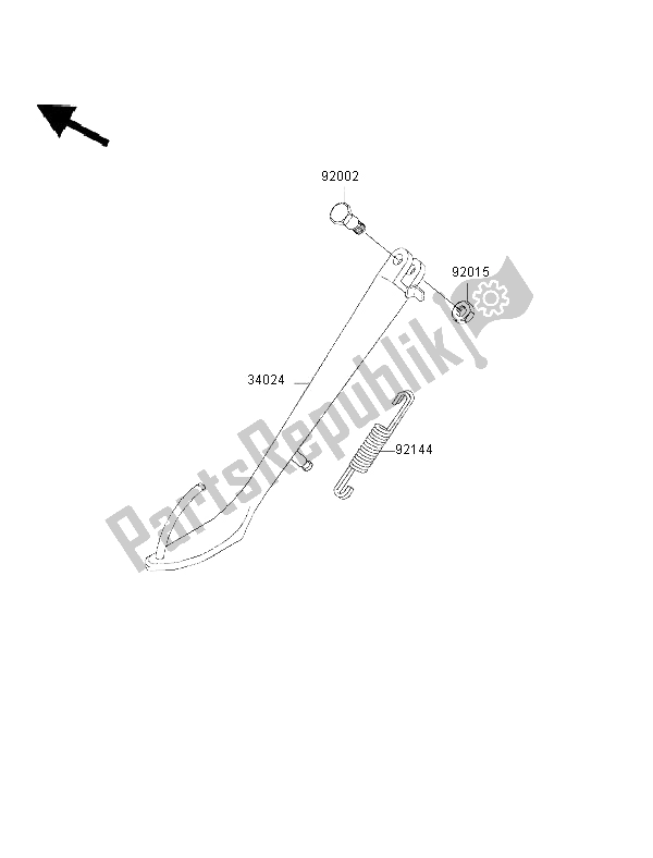 All parts for the Stand of the Kawasaki EN 500 2002