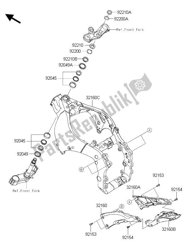 Todas as partes de Quadro, Armação do Kawasaki Ninja ZX 10R ABS 1000 2015