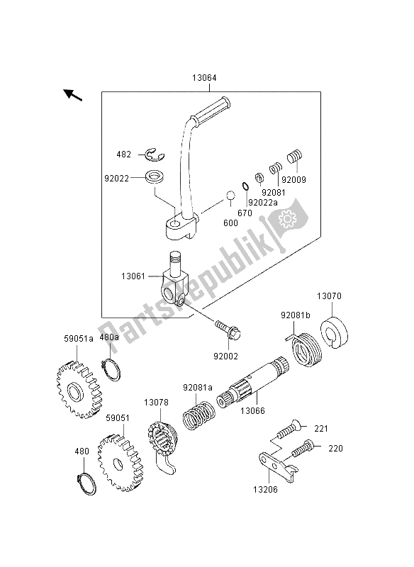 Toutes les pièces pour le Mécanisme De Kickstarter du Kawasaki KX 60 1997