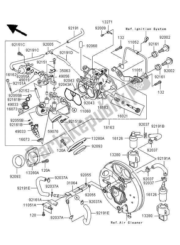 Todas as partes de Acelerador do Kawasaki VN 1600 Mean Streak 2006