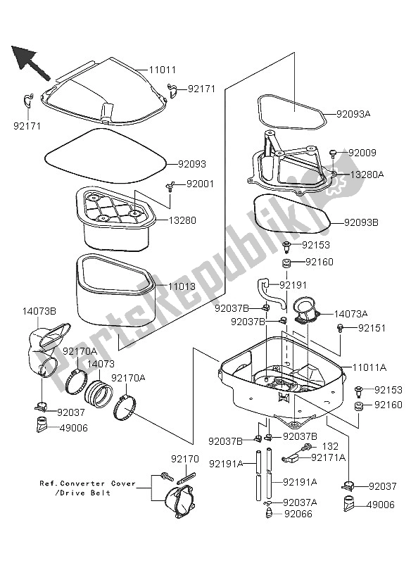 Alle onderdelen voor de Luchtfilter van de Kawasaki KFX 700 2005