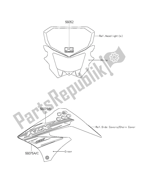 Todas las partes para Calcomanías de Kawasaki KLX 125 2016