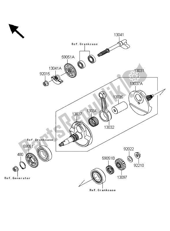 Toutes les pièces pour le Vilebrequin du Kawasaki KFX 450R 2008