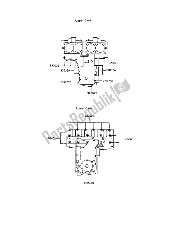 Todas las partes para Patrón De Perno Del Cárter de Kawasaki GPX 600R 1990