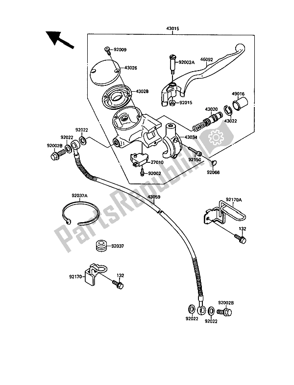 All parts for the Front Master Cylinder of the Kawasaki VN 15 1500 1988