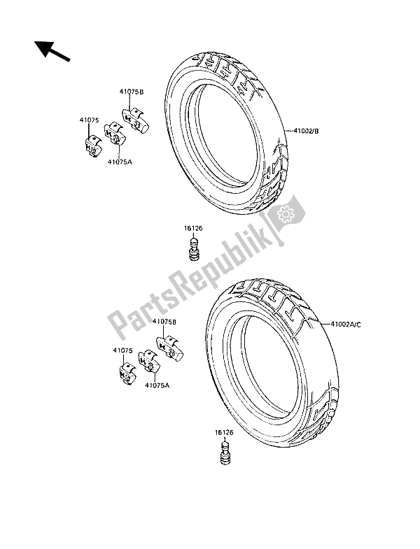 All parts for the Tires of the Kawasaki GPZ 1000 RX 1987