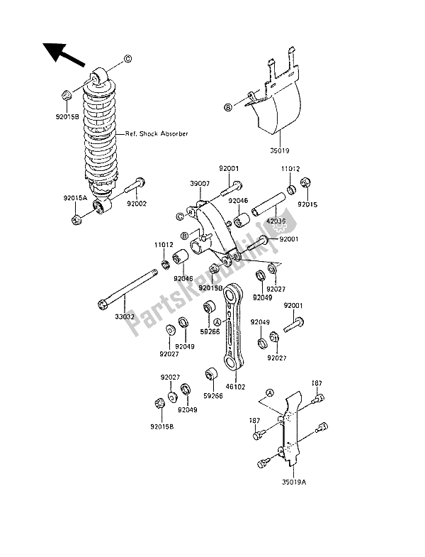 All parts for the Suspension of the Kawasaki KX 60 1987