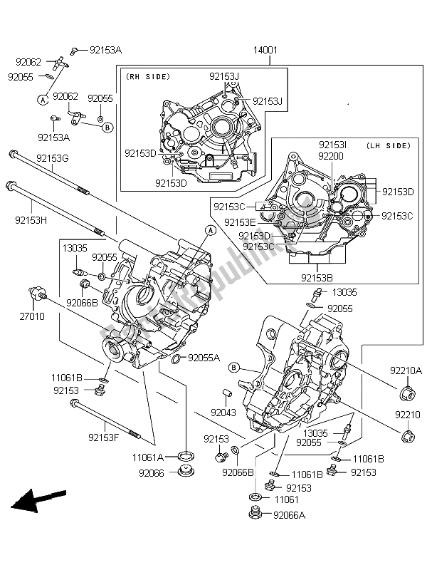 Alle onderdelen voor de Carter van de Kawasaki KLV 1000 2004