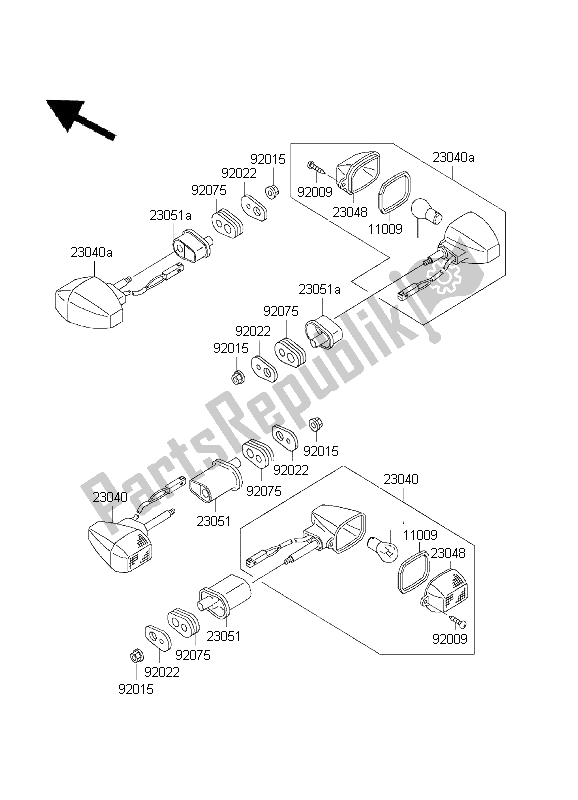 All parts for the Turn Signals of the Kawasaki ZR 7 750 2001