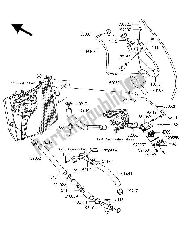 All parts for the Water Pipe of the Kawasaki Ninja ZX 10R ABS 1000 2011