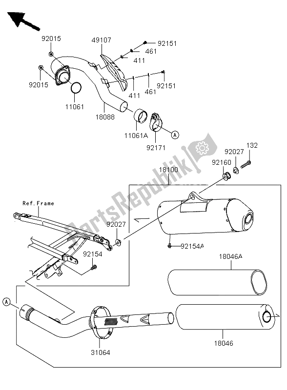 Toutes les pièces pour le Silencieux du Kawasaki KX 450F 2011