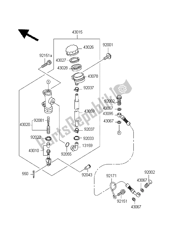 All parts for the Rear Master Cylinder of the Kawasaki ZR 7 750 1999