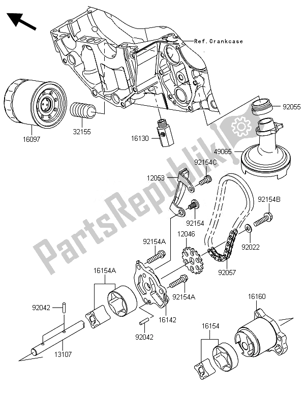 Tutte le parti per il Pompa Dell'olio del Kawasaki ER 6N 650 2014