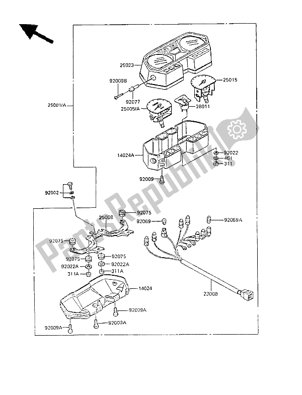 Tutte le parti per il Meter (s) del Kawasaki GPZ 305 Belt Drive 1986