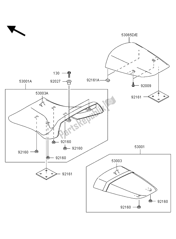 Todas as partes de Assento do Kawasaki Ninja ZX 12R 1200 2004