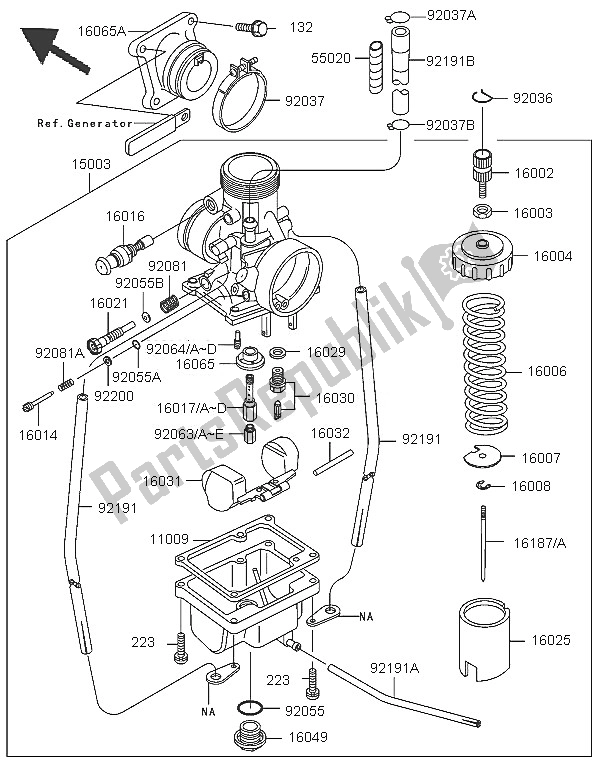 Alle onderdelen voor de Carburator van de Kawasaki KX 65 2005