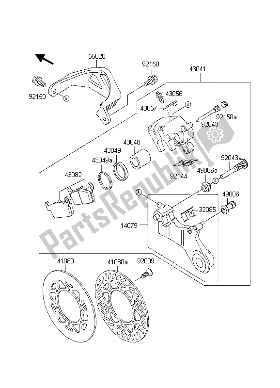 All parts for the Rear Brake of the Kawasaki KX 125 1998