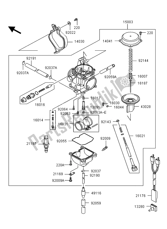 Todas las partes para Carburador de Kawasaki KVF 360 4X4 2010