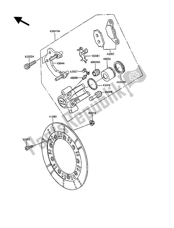 Wszystkie części do Zacisk Przedni Kawasaki KLR 250 1992