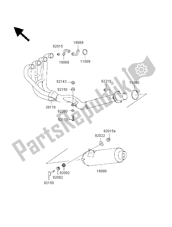 Todas las partes para Silenciador de Kawasaki ZRX 1100 2000