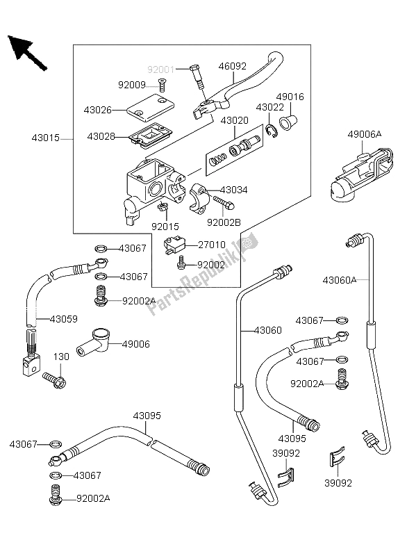 Todas as partes de Cilindro Mestre Dianteiro do Kawasaki KLF 300 4X4 2003