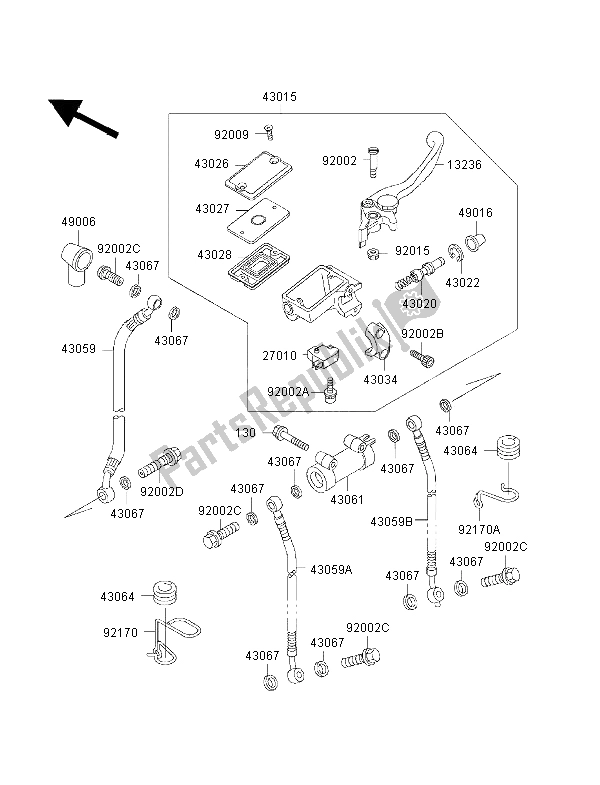 All parts for the Front Master Cylinder of the Kawasaki ZRX 1100 1998