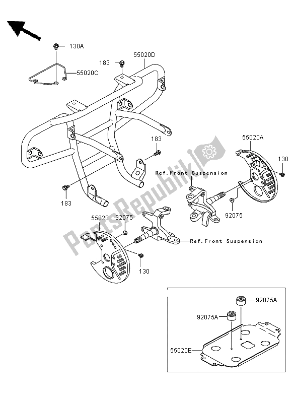 Alle onderdelen voor de Bewaker van de Kawasaki KLF 300 2004