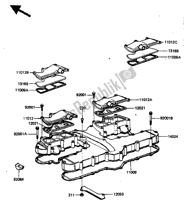 All parts for the Cylinder Head Cover of the Kawasaki ZN 1300 1985