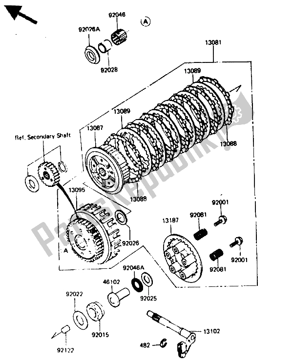 Todas las partes para Embrague de Kawasaki GPZ 750 1987