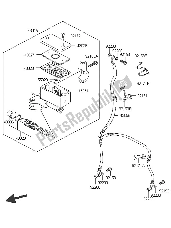 Tutte le parti per il Pompa Freno Anteriore del Kawasaki KLV 1000 2005