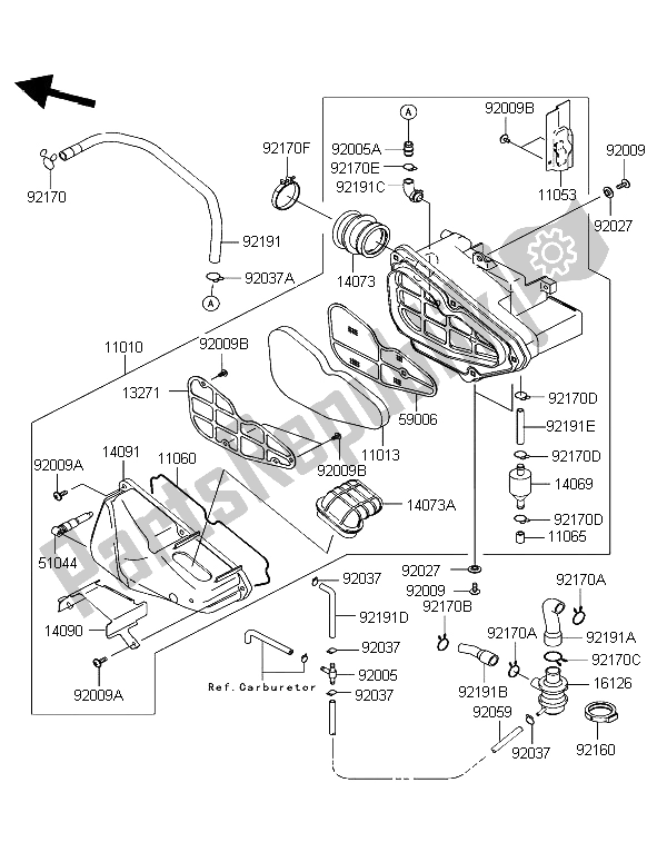 Alle onderdelen voor de Luchtfilter van de Kawasaki Eliminator 125 2004