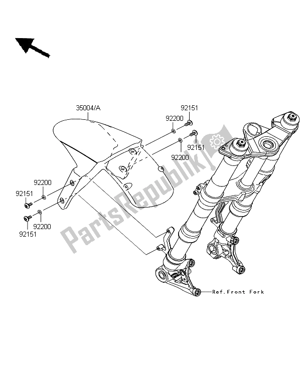 All parts for the Front Fender of the Kawasaki Z 1000 SX 2011