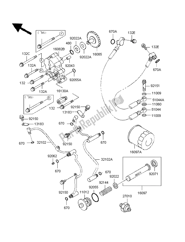 Tutte le parti per il Pompa Dell'olio del Kawasaki VN 1500 Classic 1997