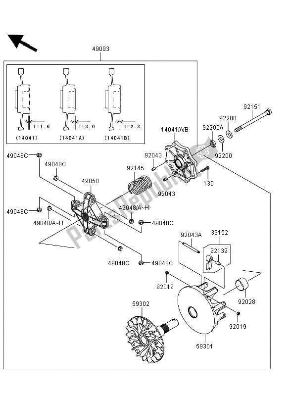 Toutes les pièces pour le Convertisseur D'entraînement (vf750de082073) du Kawasaki KVF 750 4X4 EPS 2012