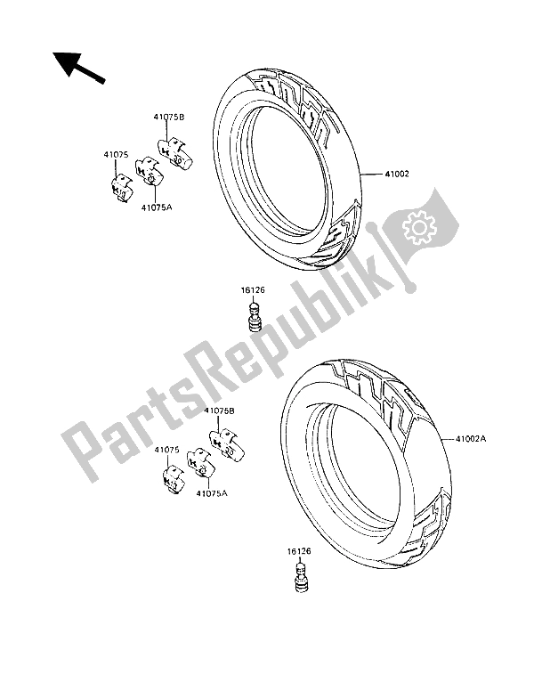 All parts for the Tires of the Kawasaki GPZ 600R 1988