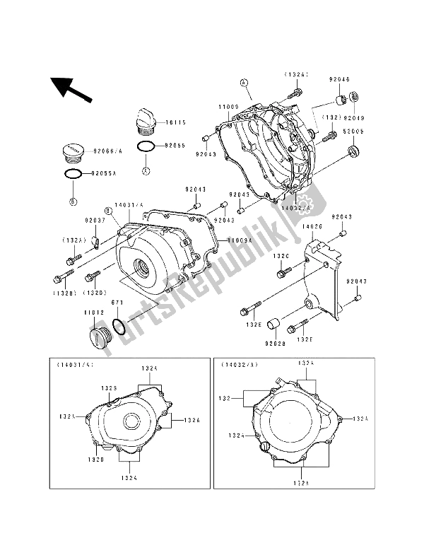 All parts for the Engine Cover(s) of the Kawasaki EL 250D 1992