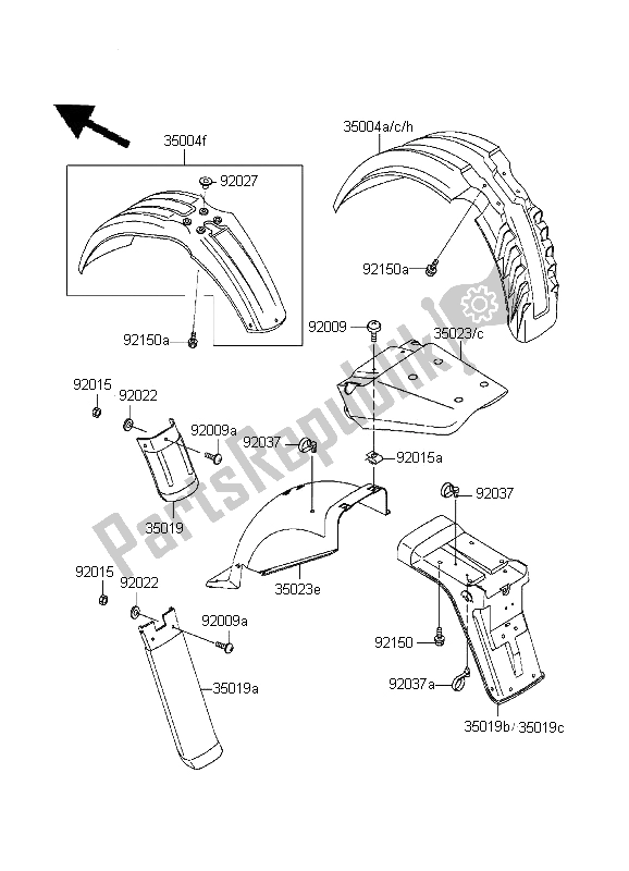 Tutte le parti per il Parabordi del Kawasaki KLR 650 1995