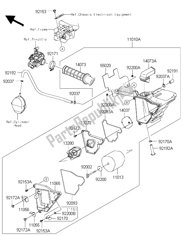 Tutte le parti per il Filtro Dell'aria del Kawasaki KLX 125 2015