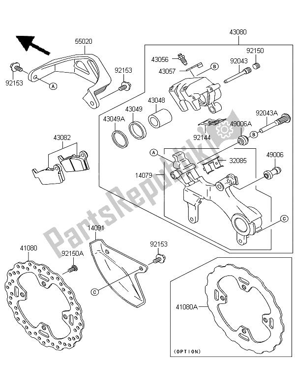 Toutes les pièces pour le Frein Arriere du Kawasaki KX 125 2006