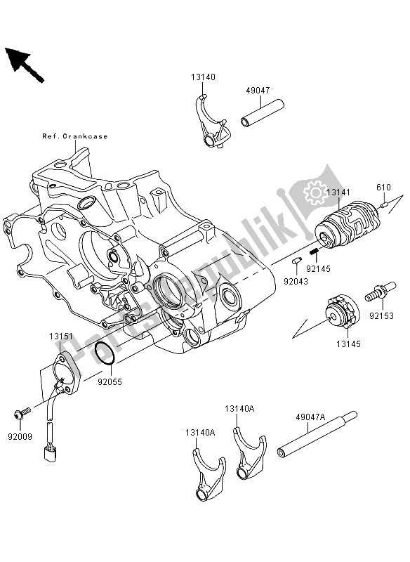 Toutes les pièces pour le Tambour De Changement De Vitesse Et Fourchette De Changement De Vitesse du Kawasaki KLX 450R 2009