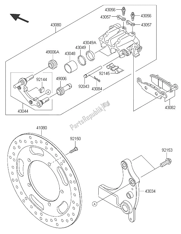 All parts for the Rear Brake of the Kawasaki Vulcan 1700 Nomad ABS 2016