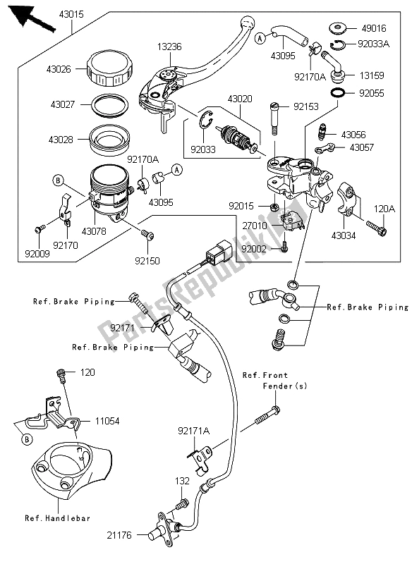 Toutes les pièces pour le Maître-cylindre Avant du Kawasaki ZZR 1400 ABS 2012