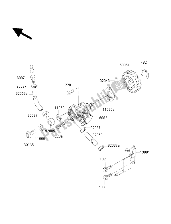 All parts for the Oil Pump of the Kawasaki KMX 125 2001