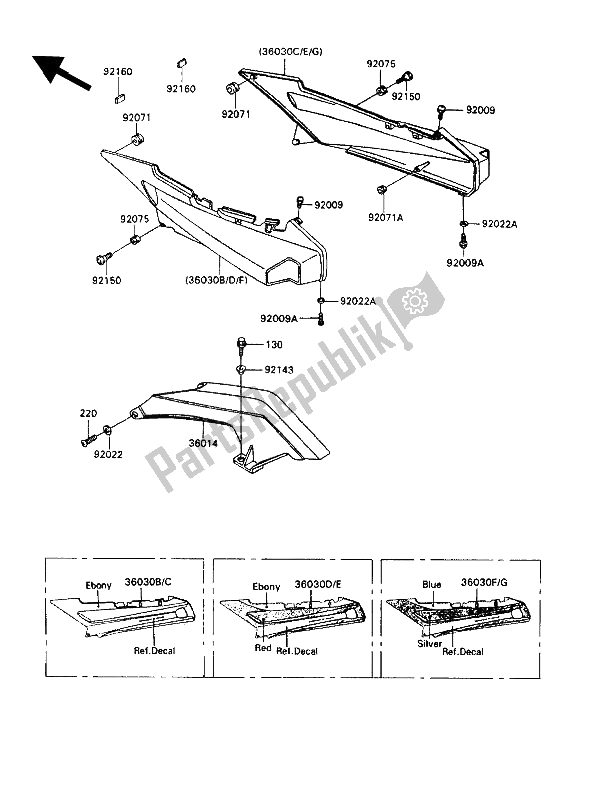 All parts for the Side Cover & Chain Case of the Kawasaki ZZ R 1100 1992