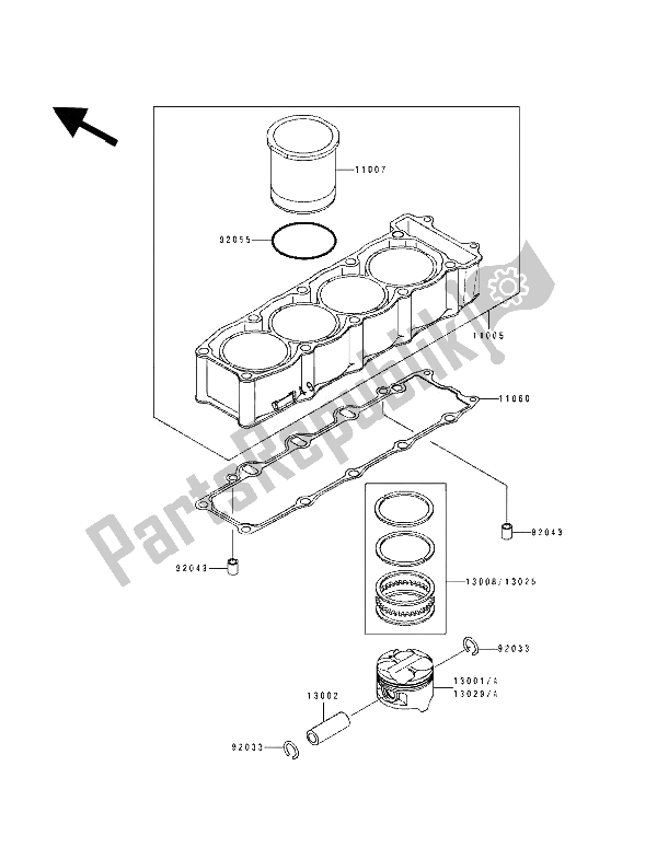 All parts for the Cylinder & Piston(s) of the Kawasaki ZXR 750 1993