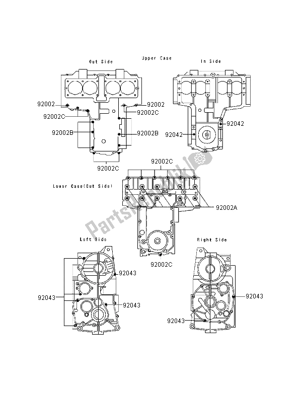 Tutte le parti per il Modello Del Bullone Del Basamento del Kawasaki Zephyr 550 1996