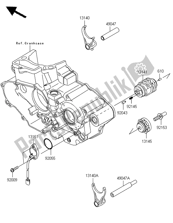 Todas as partes de Tambor De Mudança De Marcha E Garfo De Mudança do Kawasaki KX 450F 2006